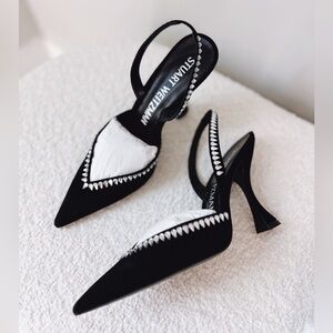 Stuart Weitzman new in box Black Embellished Slingback Heels 8.5